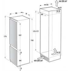 Gorenje RKI517EP1 beépíthető,alulfagyasztós, Hűtő:183L, Fagyasztó:67L, hűtőszekrény
