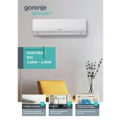 Gorenje Rea 5,3KW split klíma csepptálca fűtéssel, beépített WIFI REA53 KC