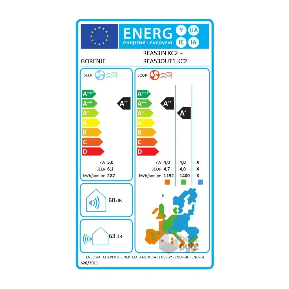 Gorenje Rea 5,3KW split klíma csepptálca fűtéssel, beépített WIFI REA53 KC