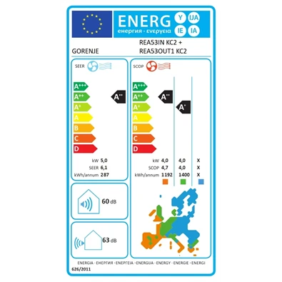 Gorenje Rea 5,3KW split klíma csepptálca fűtéssel, beépített WIFI REA53 KC