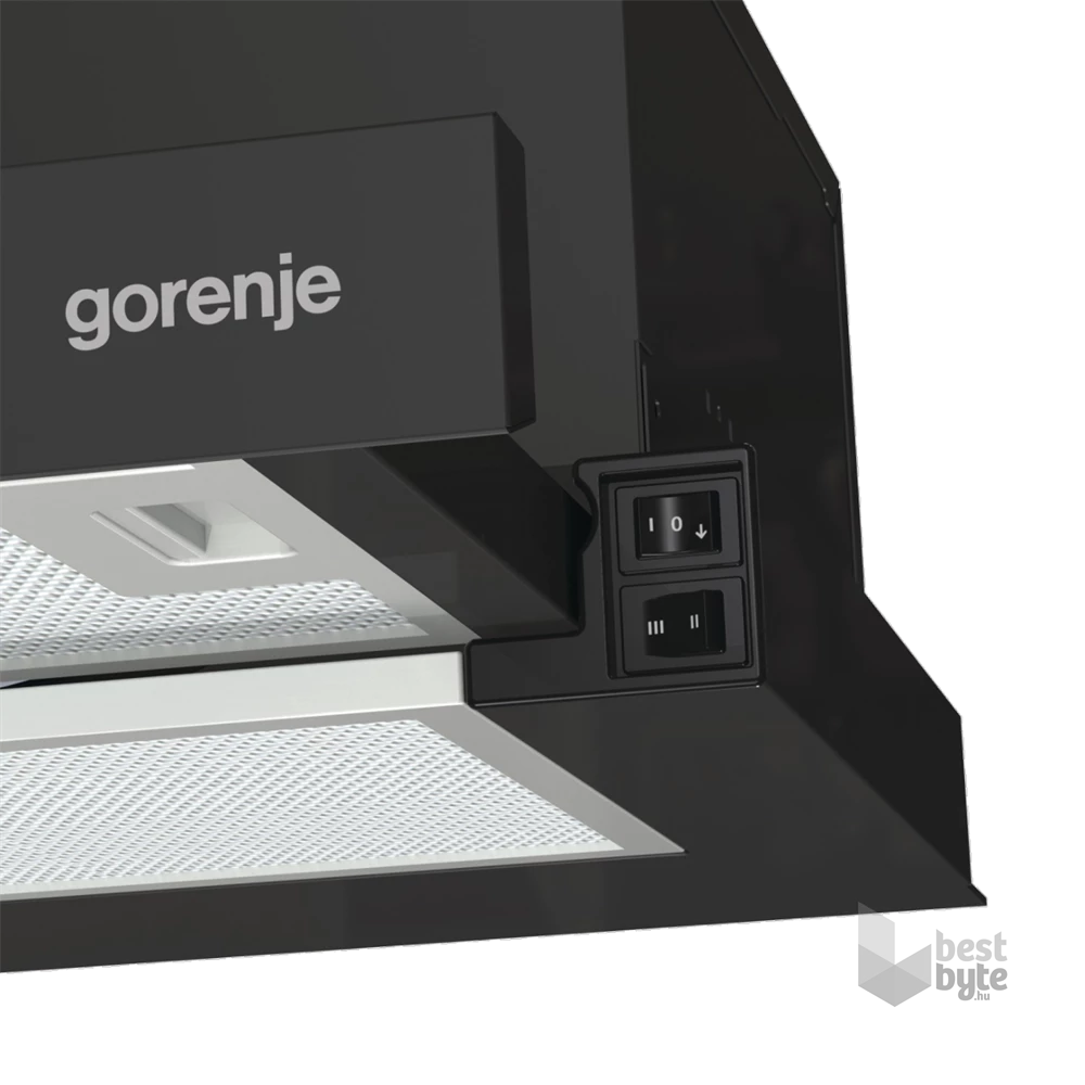Gorenje TH60E3B fekete, szabadonálló, hagyományos, méret:60 cm, teleszkópos, zajszint:67 dB, páraelszívó