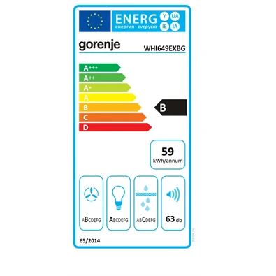 Gorenje WHI649EXBG inox-fekete, kürtős, méret:60cm, zajszint:63dB, páraelszívó