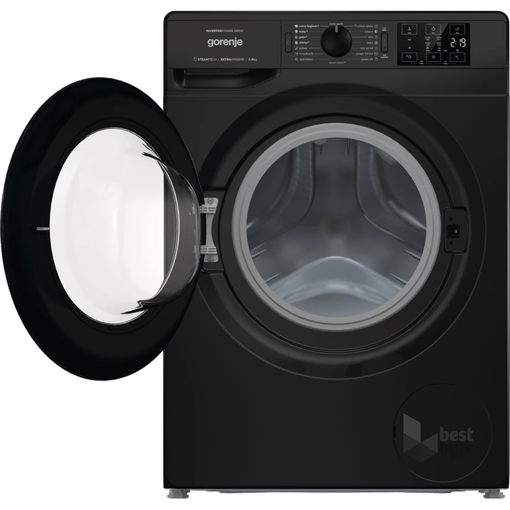 Gorenje WNEI84AS/B fekete, elöltöltős, max.1400ford., 8 kg, mosógép