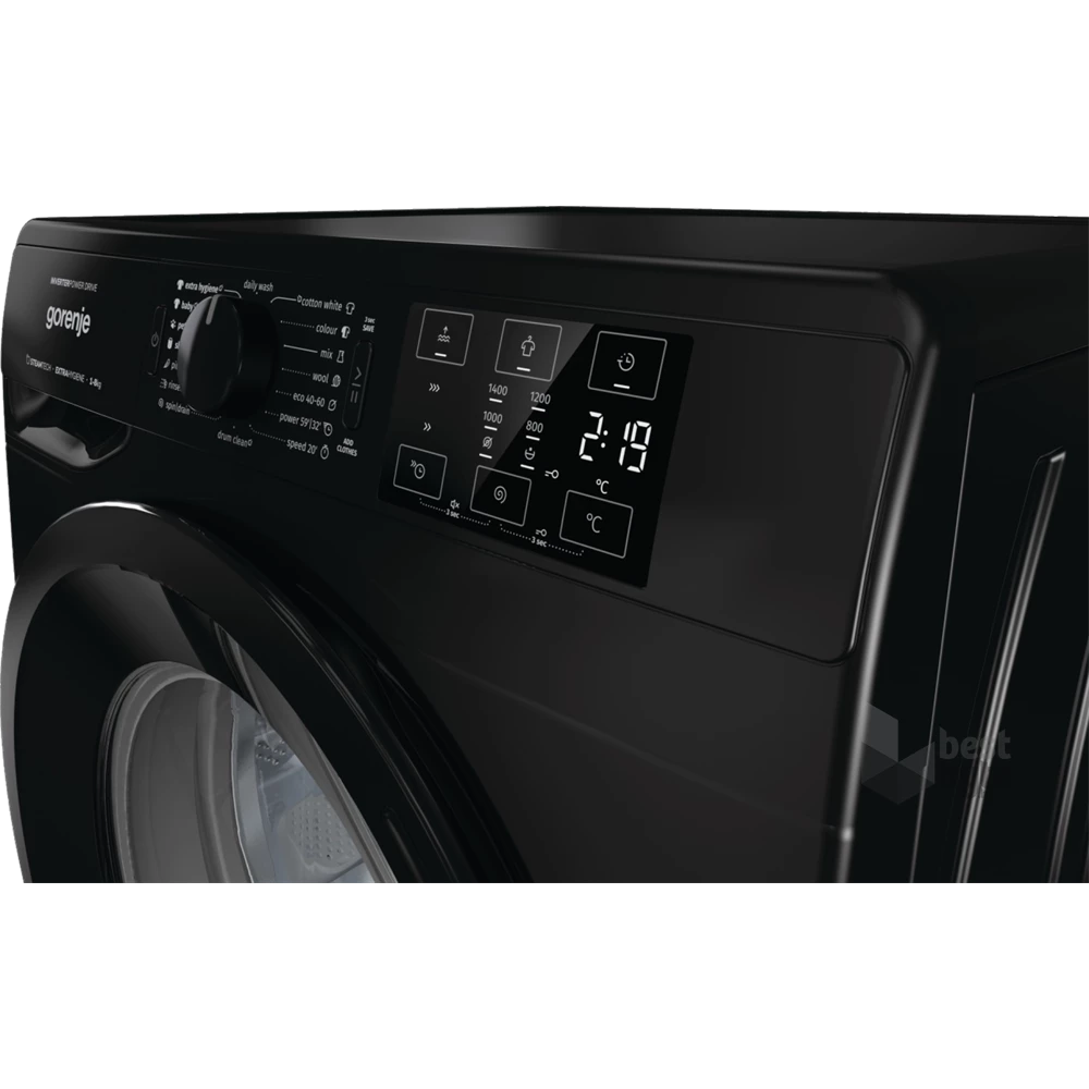 Gorenje WNEI84AS/B fekete, elöltöltős, max.1400ford., 8 kg, mosógép