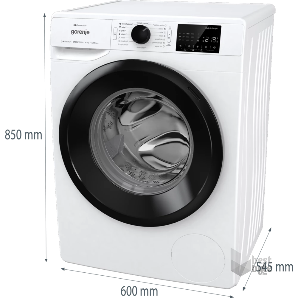 Gorenje WPNEI72A1SWIFI fehér, elöltöltős, max.1200ford., 7 kg, mosógép