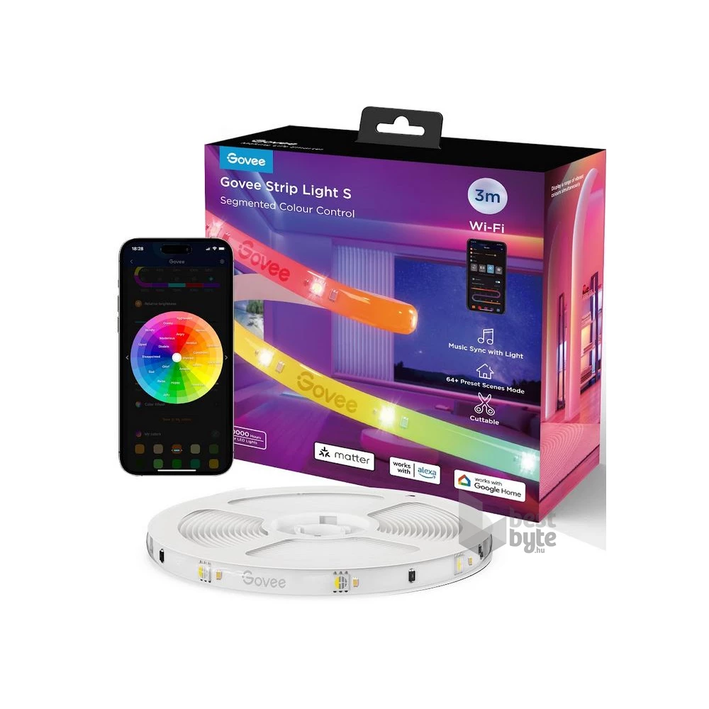 Govee GOVH612F RGBIC Wi-Fi + Bluetooth 3m LED szalag védőbevonattal