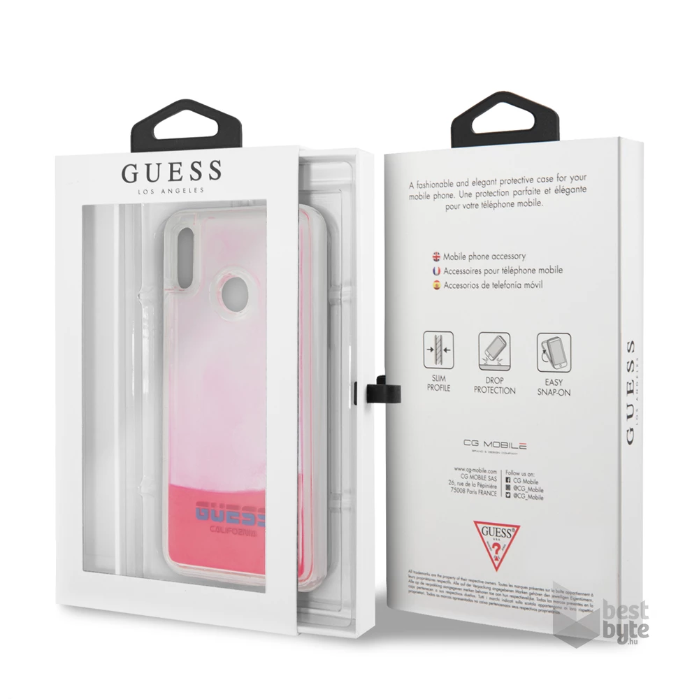 Guess Huawei Psmart sötétben világító átlátszó pink homok tok