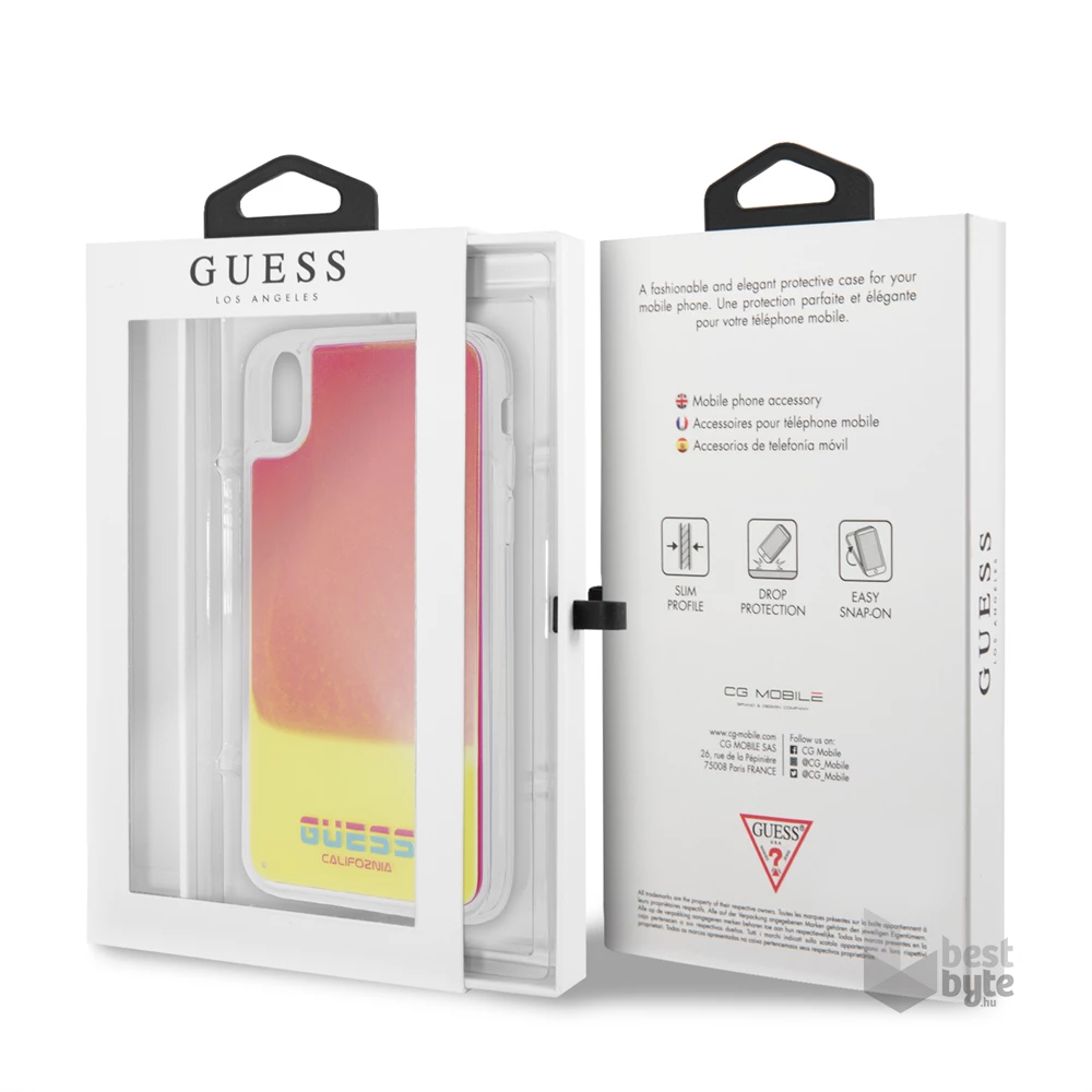 Guess iPhone XR homok/pink sötétben világító tok