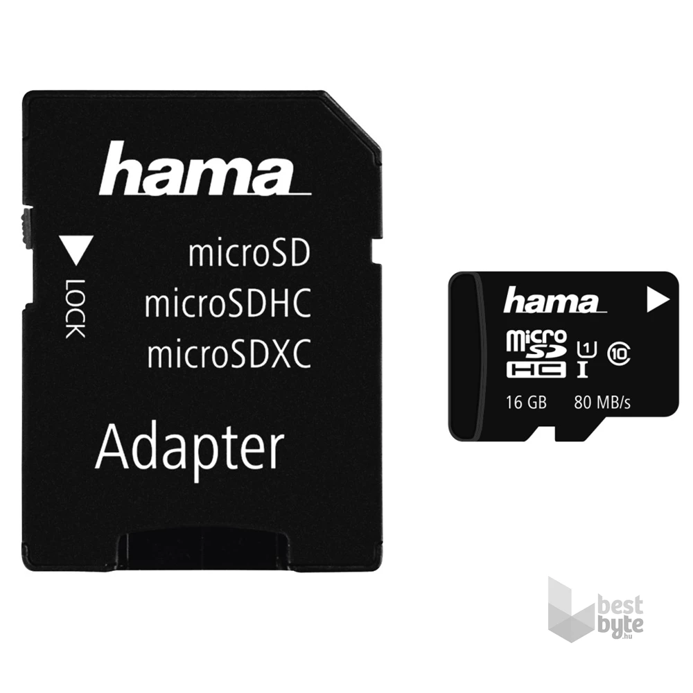 Hama 00124138 16GB SD micro (SDHC Class 10 UHS-I) memóriakártya adapterrel