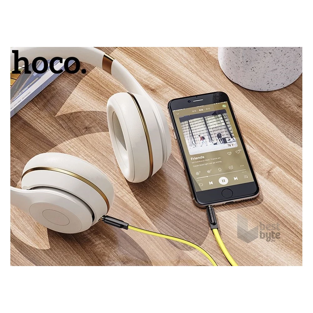 HOCO HOC0263 2m 3,5-3,5mm jack fekete-sárga audio kábel