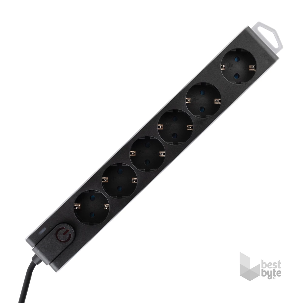 HOME NVT 6K-3/BK 6 aljzat 3méter 3x1,5mm2  fekete túlfeszültségvédett (3kV) elosztó