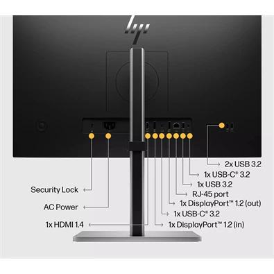 HP 23,8" E24u G5 FHD IPS USB-C/HDMI/DP/WEBCAM/USB fekete monitor (Használt A)
