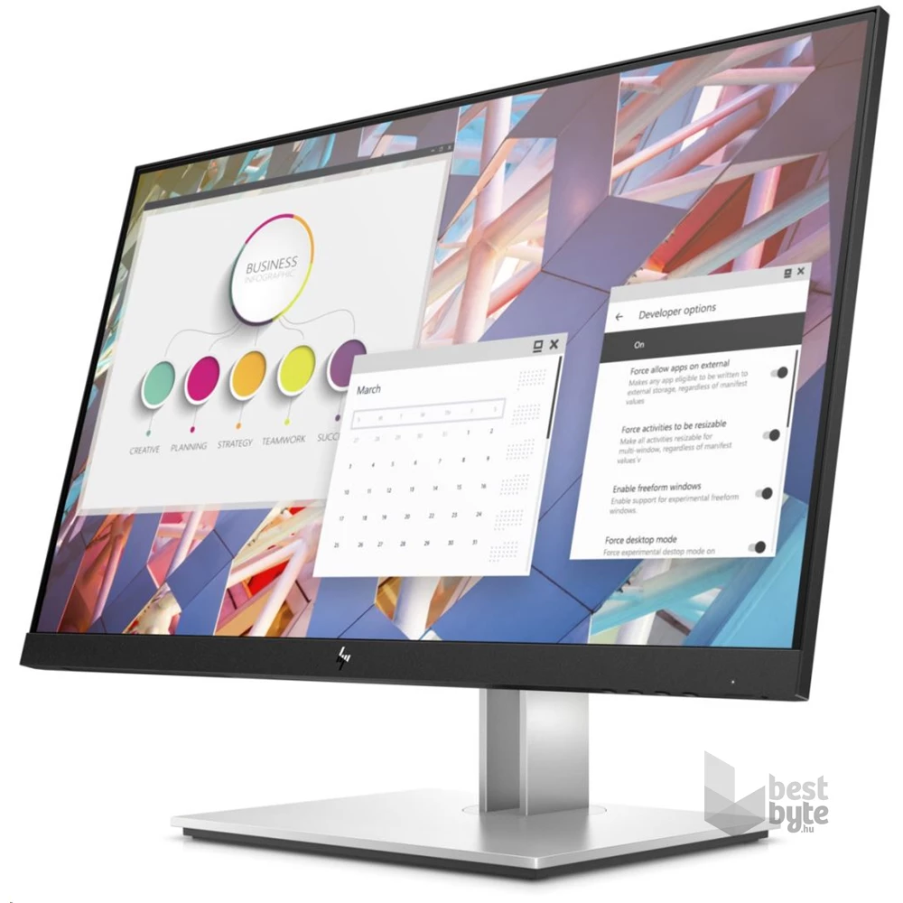 HP 24" E24 G4 FHD IPS VGA/HDMI/DP/USB fekete monitor (Használt A)