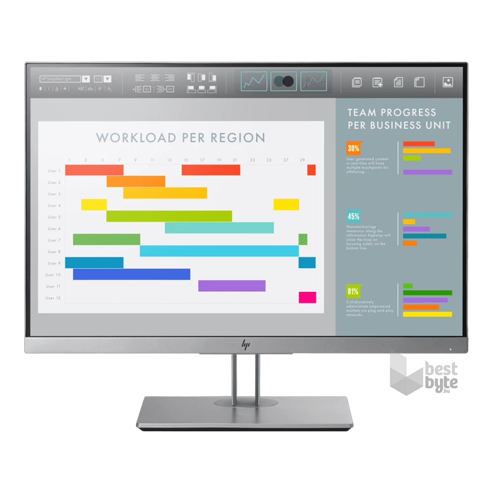 HP 24" EliteDisplay E243i WUXGA IPS VGA/HDMI/DP/USB ezüst monitor (Használt A)