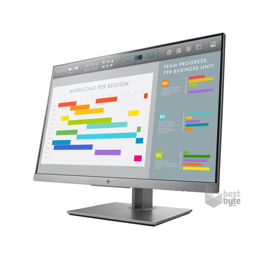 HP 24" EliteDisplay E243i WUXGA IPS VGA/HDMI/DP/USB ezüst monitor (Használt A)