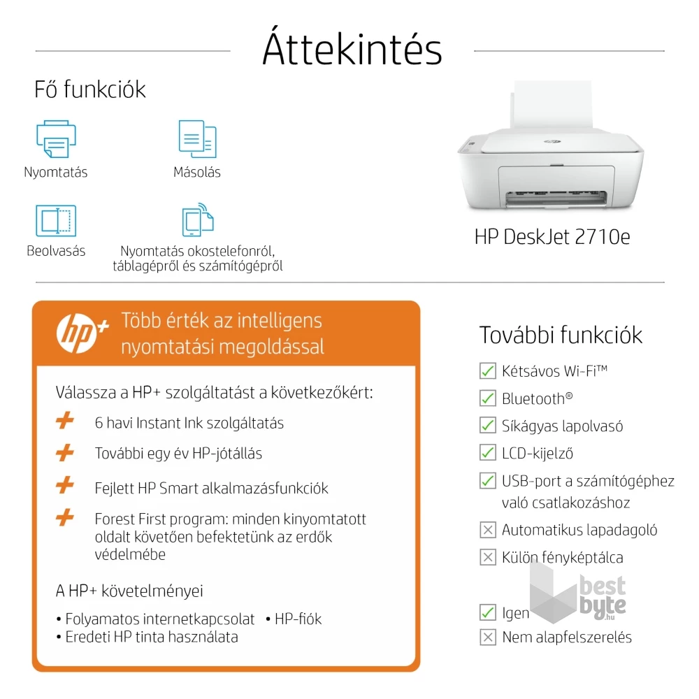 HP DeskJet 2710E tintasugaras multifunkciós Instant Ink ready nyomtató