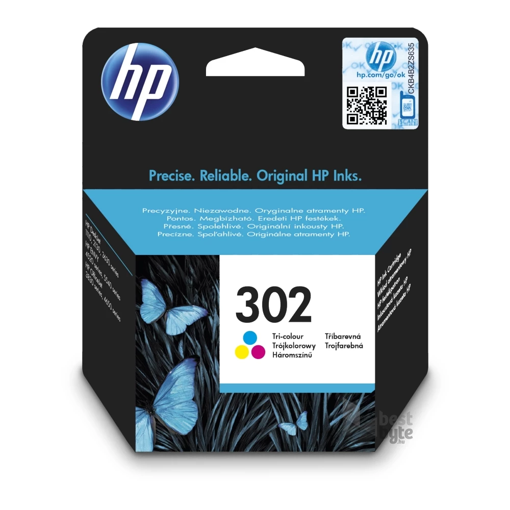 HP F6U65AE (302) háromszínű tintapatron