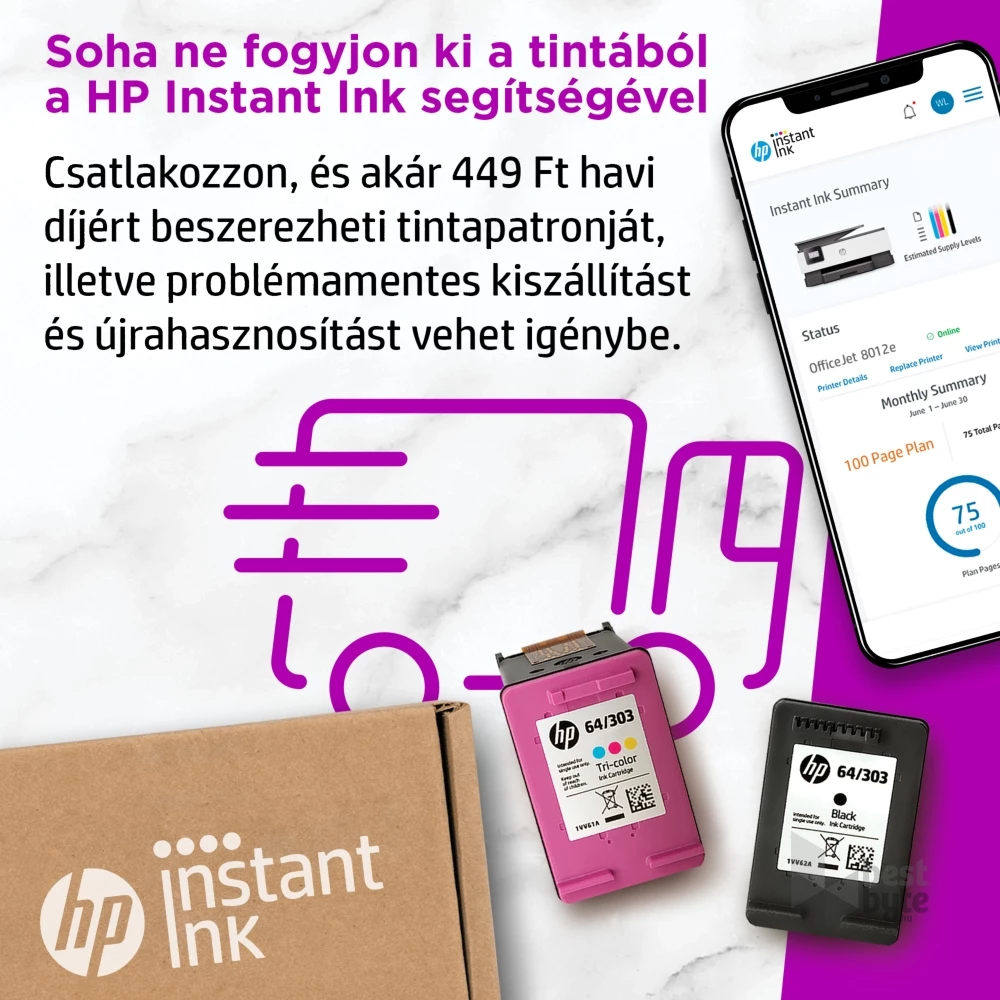 HP OfficeJet 8012E All-in-One multifunkciós tintasugaras Instant Ink ready nyomtató (Újracsomagolt)