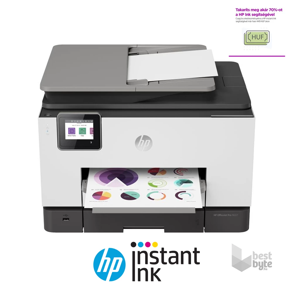 HP OfficeJet Pro 9022E All-in-One multifunkciós tintasugaras Instant Ink ready nyomtató