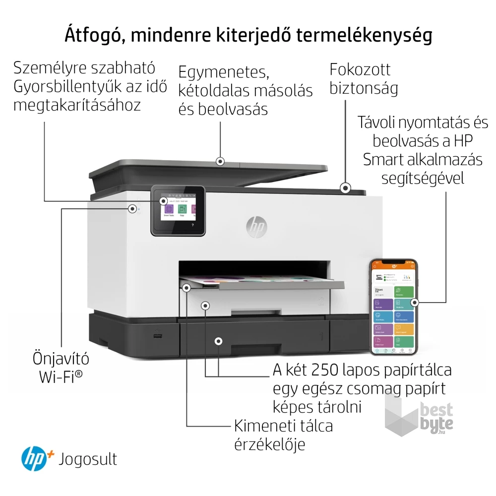 HP OfficeJet Pro 9022E All-in-One multifunkciós tintasugaras Instant Ink ready nyomtató