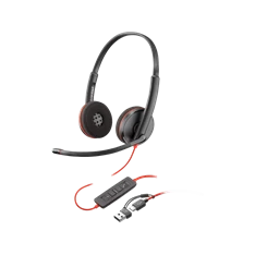 HP Poly Blackwire 3220 USB-C fekete headset + USB-C/A adapter