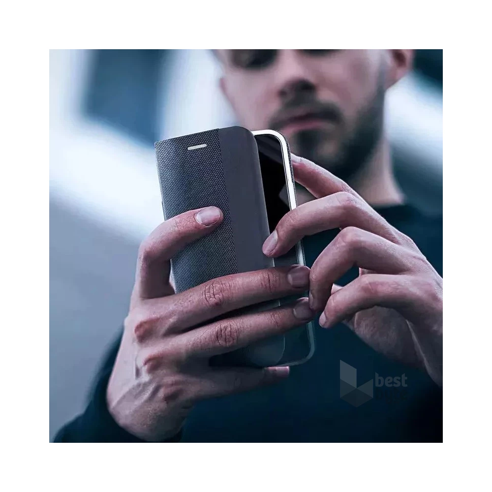 Haffner HF268366 Samsung Galaxy A35 5G Sensitive Book Flip fekete bőrtok