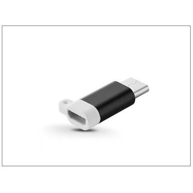 Haffner PT-4053 Type-C - Micro USB fekete kulcstartós adapter