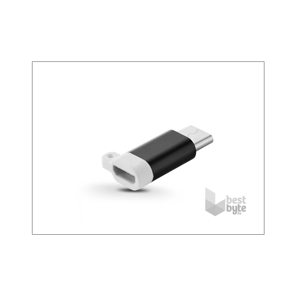 Haffner PT-4053 Type-C - Micro USB fekete kulcstartós adapter