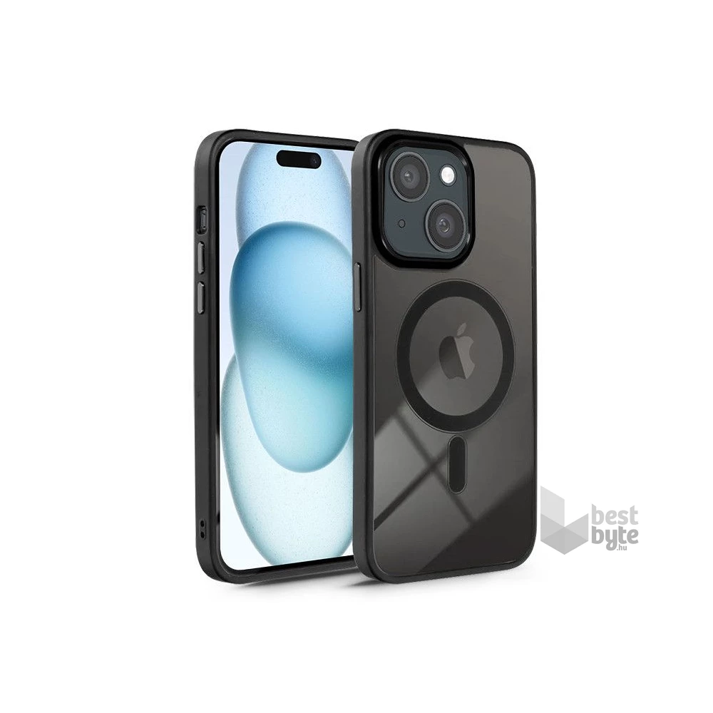 Haffner PT-6835 Apple iPhone 15 Plus Edge Mag Cover fekete/átlátszó szilikon hátlap