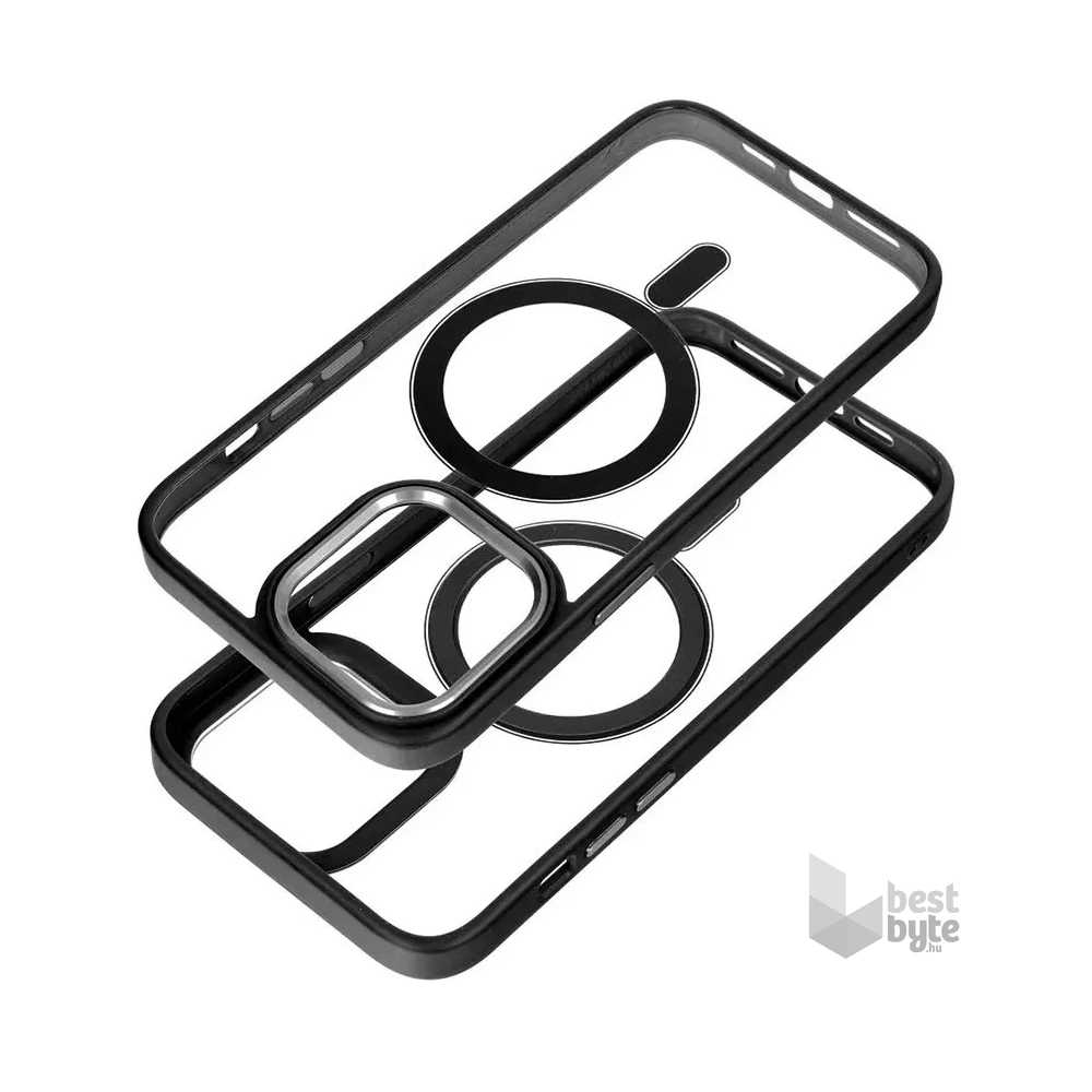 Haffner PT-6835 Apple iPhone 15 Plus Edge Mag Cover fekete/átlátszó szilikon hátlap