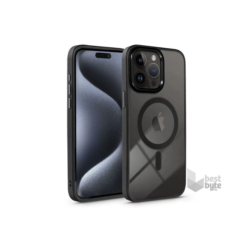 Haffner Haffner PT-6839 Apple iPhone 15 Pro Max Edge Mag Cover fekete/átlátszó szilikon hátlap