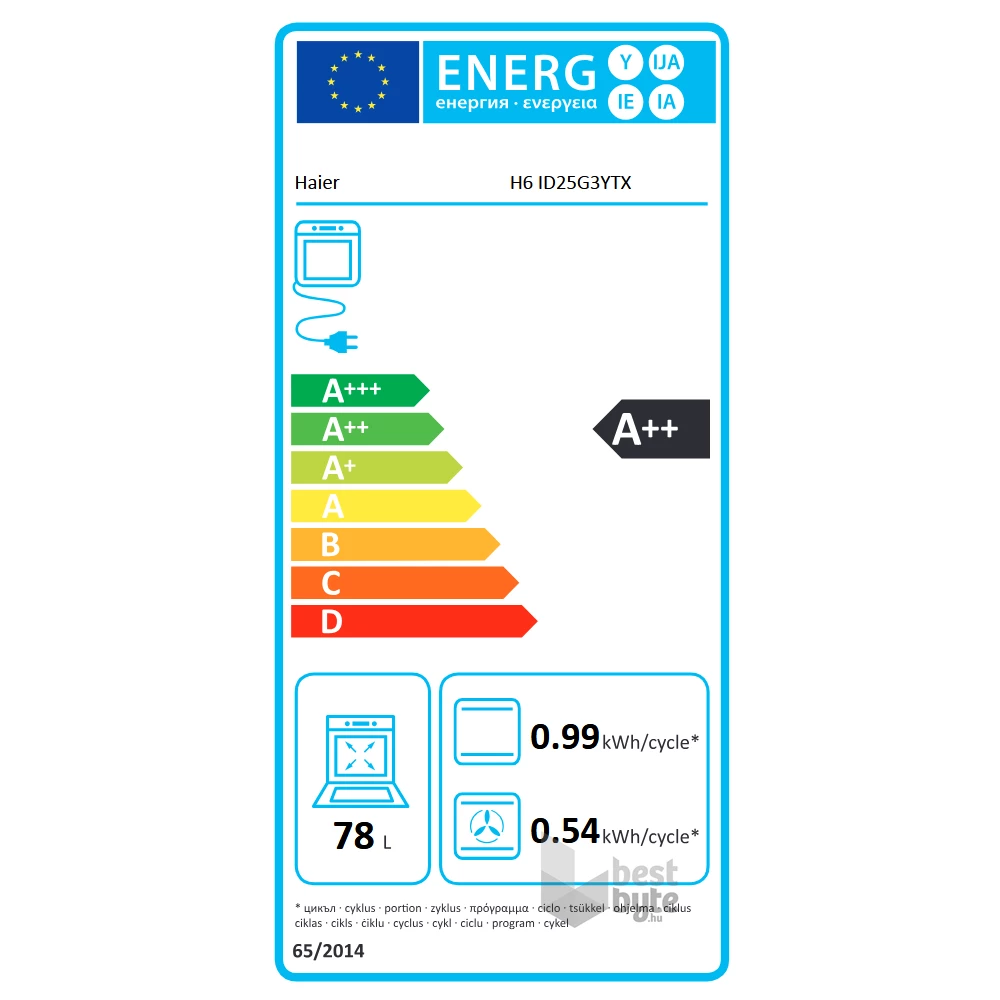 Haier H6 ID25G3HTX inox, beépíthető, sütőtér: 78L, sütő