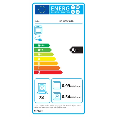 Haier H6 ID66C3YTB fekete, beépíthető, sütőtér: 78L, sütő