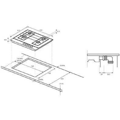 Haier HAVG5BF4S2B/1 fekete, beépíthető, gáz, főzőzóna: 4, beépíthető méret: 56cm, főzőlap