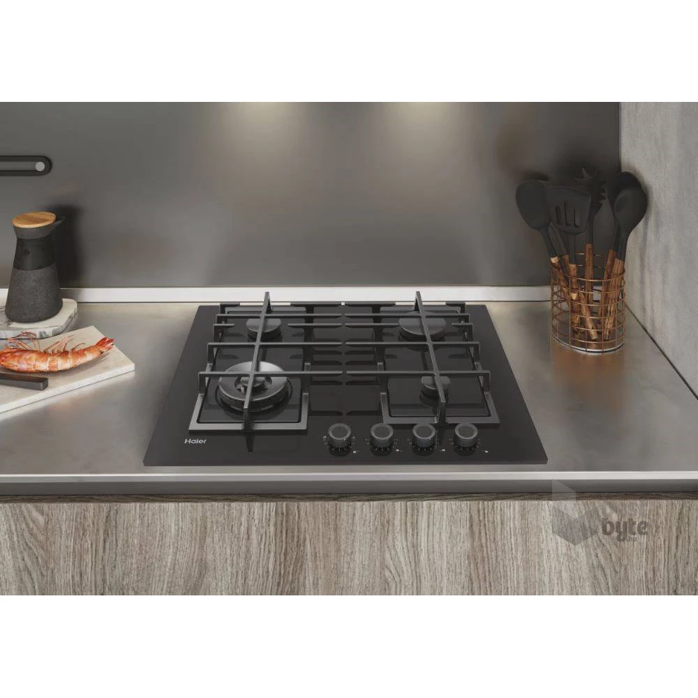 Haier HAVG5BF4S2B/1 fekete, beépíthető, gáz, főzőzóna: 4, beépíthető méret: 56cm, főzőlap
