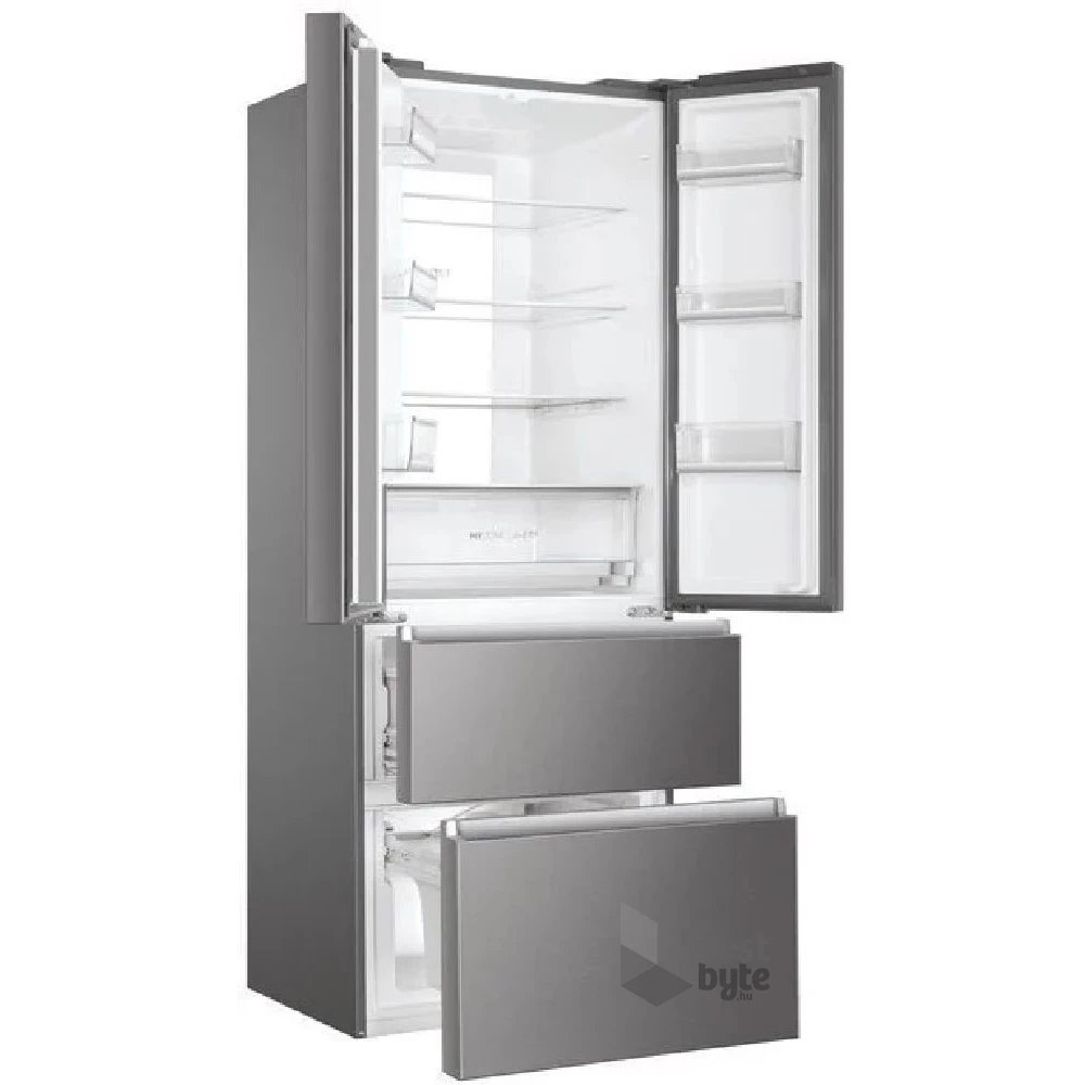 Haier HB17FPAAA inox, négyajtós, Hűtő:306L, Fagyasztó:140L, Total No frost hűtőszekrény