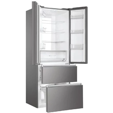 Haier HB17FPAAA inox, négyajtós, Hűtő:306L, Fagyasztó:140L, Total No frost hűtőszekrény