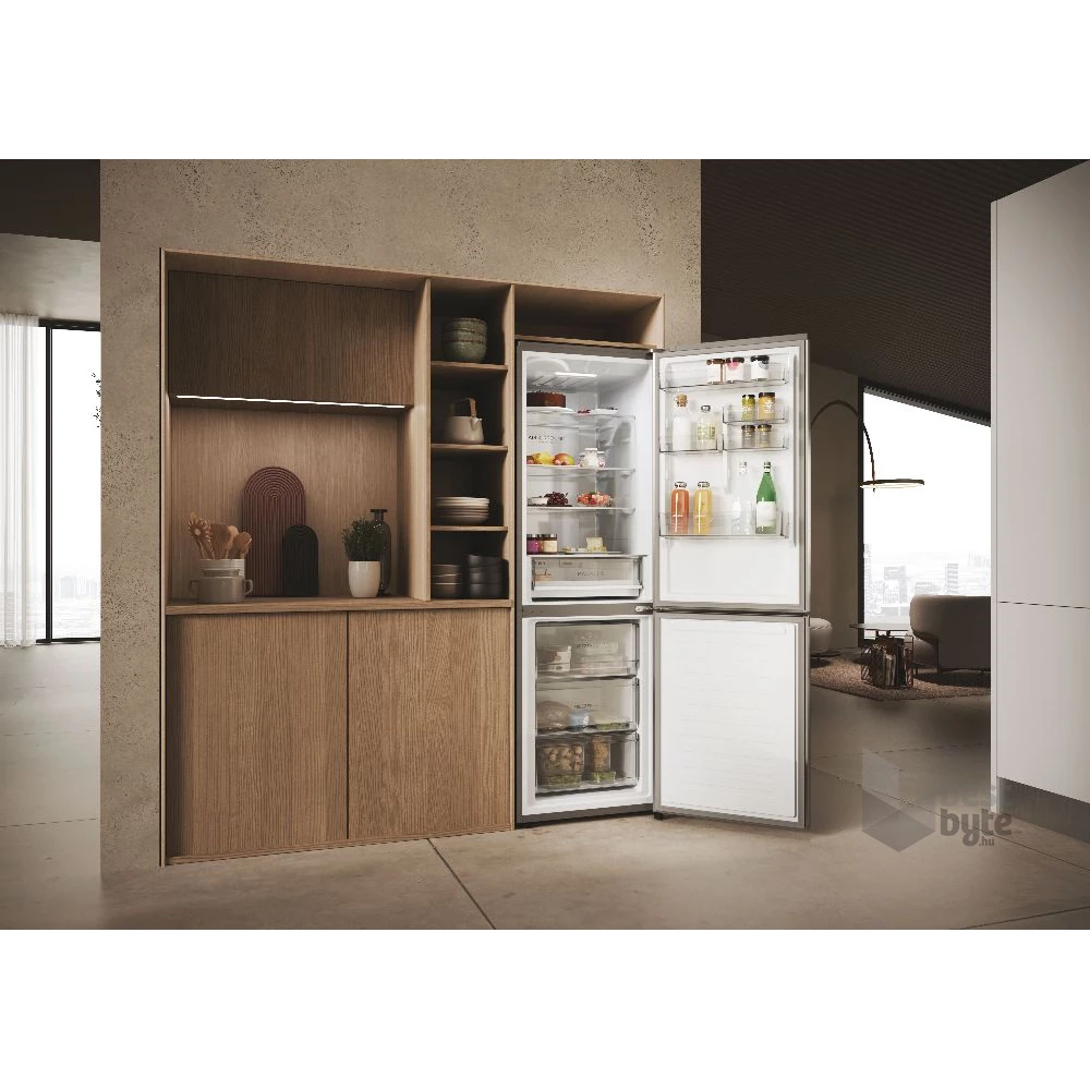 Haier HDPW3618DNPK inox, alulfagyasztós, Hűtő:235L, Fagyasztó:117L, Total No frost hűtőszekrény