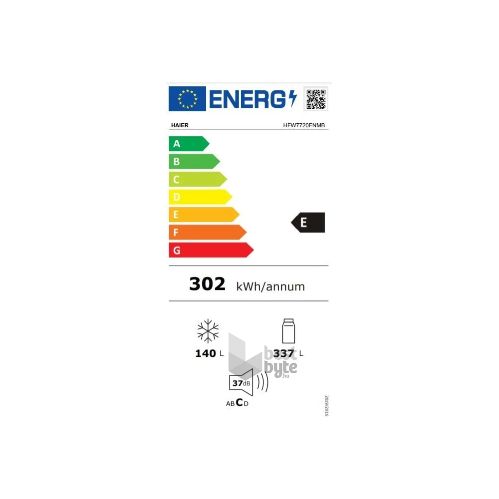 Haier HFW7720ENMB, négyajtós, alulfagyasztós, Hűtő:337L, Fagyasztó:140L, Total No frost hűtőszekrény