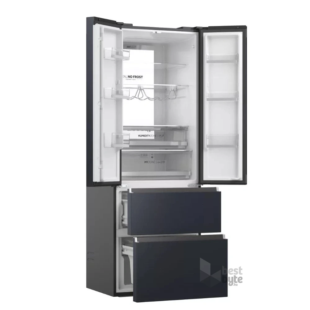 Haier HFW7720ENMB, négyajtós, alulfagyasztós, Hűtő:337L, Fagyasztó:140L, Total No frost hűtőszekrény
