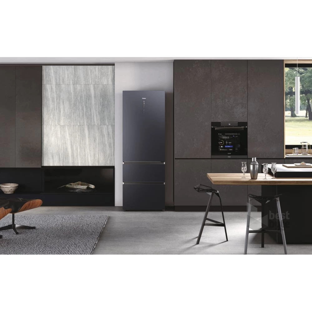 Haier HTW7720ENMB fekete, francia ajtós, alulfagyasztós, Hűtő:343L, Fagyasztó:140L, No frost hűtőszekrény