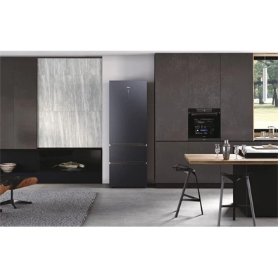 Haier HTW7720ENMB fekete, francia ajtós, alulfagyasztós, Hűtő:343L, Fagyasztó:140L, No frost hűtőszekrény