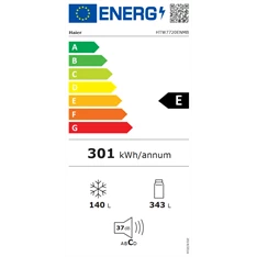Haier HTW7720ENMB fekete, francia ajtós, alulfagyasztós, Hűtő:343L, Fagyasztó:140L, No frost hűtőszekrény