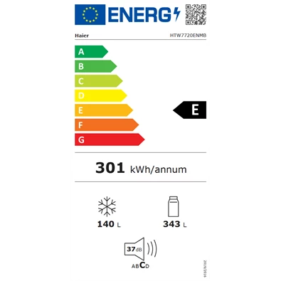 Haier HTW7720ENMB fekete, francia ajtós, alulfagyasztós, Hűtő:343L, Fagyasztó:140L, No frost hűtőszekrény