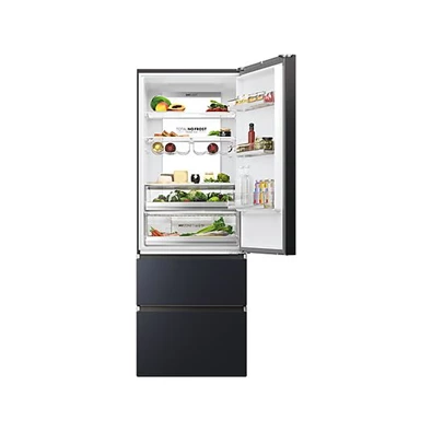 Haier HTW7720ENMB fekete, francia ajtós, alulfagyasztós, Hűtő:343L, Fagyasztó:140L, No frost hűtőszekrény