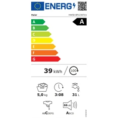 Haier HW50-BP12307U1-S fehér, elöltöltős, max.: 1200 ford, 5kg, mosógép