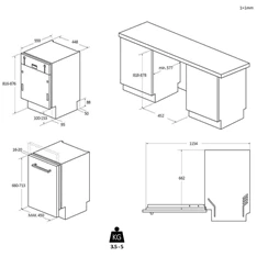 Haier XI1C3TB2FB programok száma: 8, keskeny beépíthető, 11 terítékes mosogatógép 