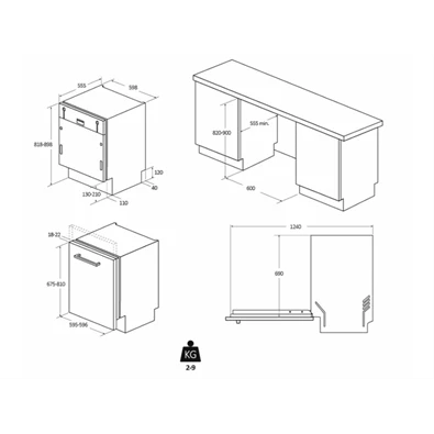 Haier XS 4A4M4PB beépíthető 14 terítékes mosogatógép