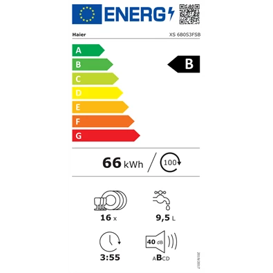 Haier XS 6B0S3FSB beépíthető 16 terítékes mosogatógép