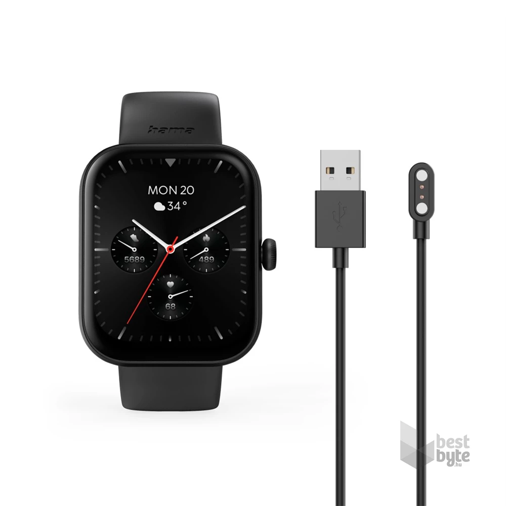 Hama 00178614 "Smartwatch 5000" fekete szögletes okosóra